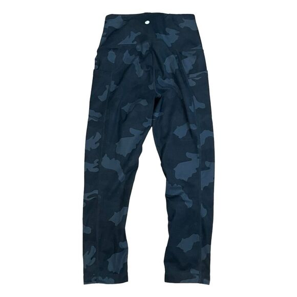 Yogalicious Camo Print Leggings Black Gray Ankle Mid-Rise Pockets XS - Picture 2 of 7